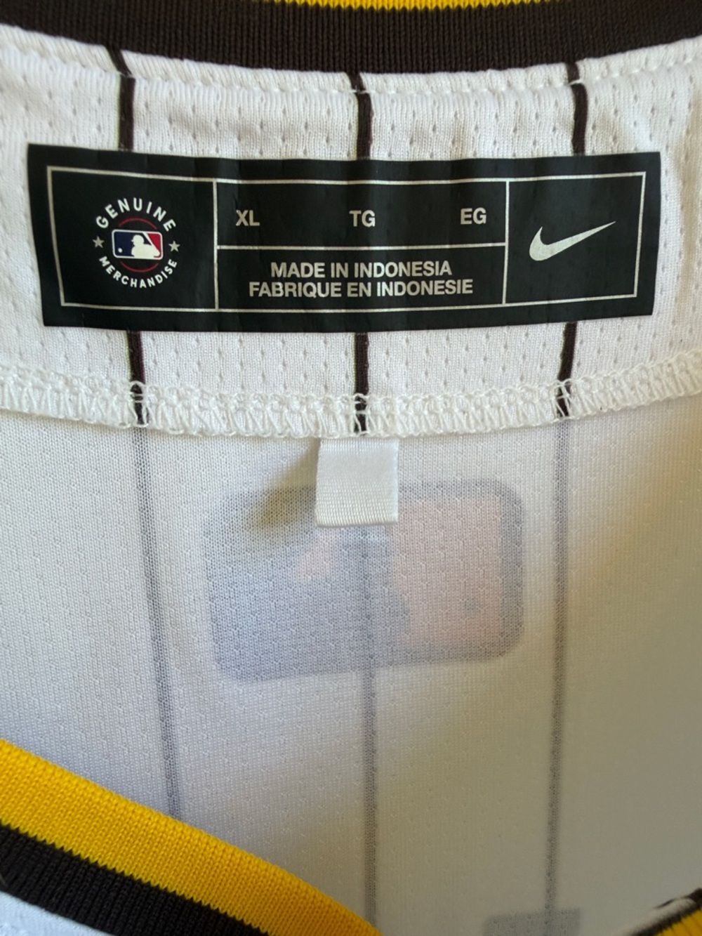 Nike Padres King #34 White Brown Pinstripe Jersey with Yellow Trim-EUC- - Picture 2 of 10